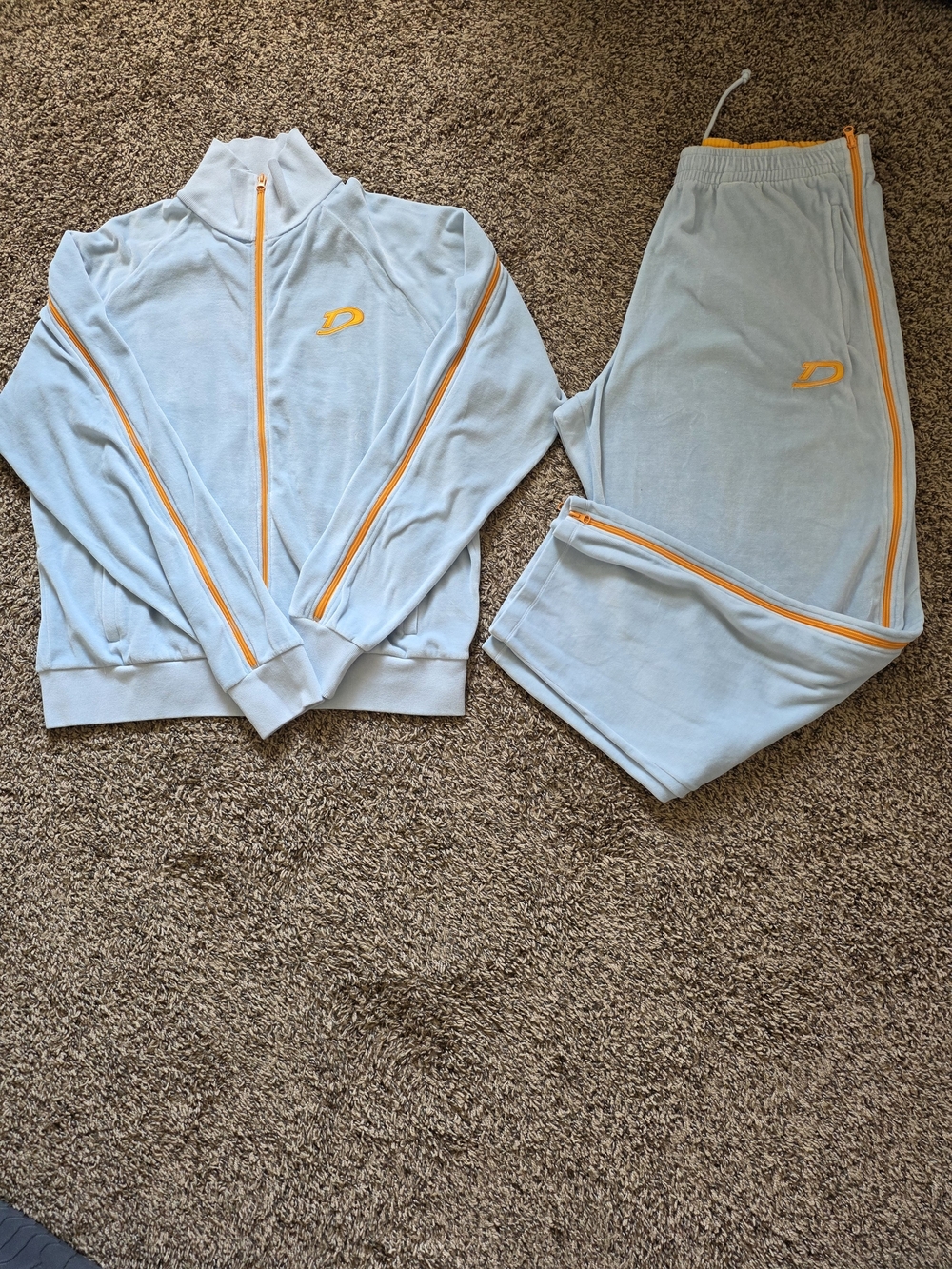 Light Blue Performance Track Jacket with Yellow Trim